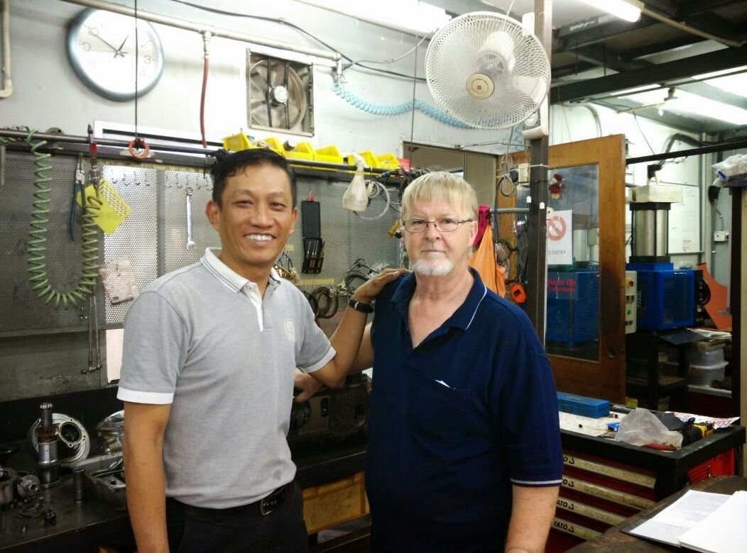 Mr Hui with Tony Gallagher.