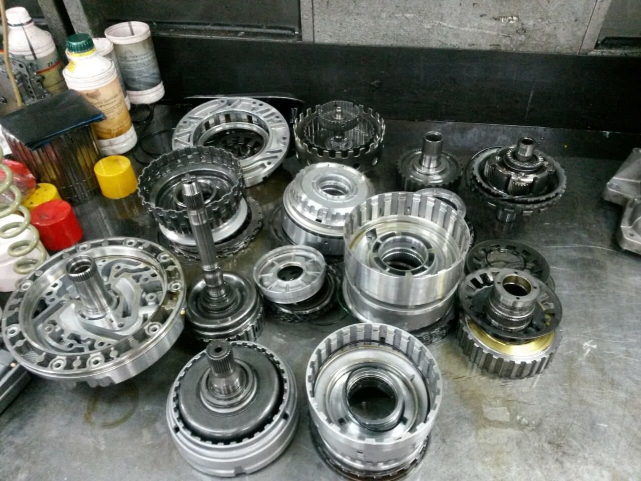 Gearbox internals, stripped for inspection