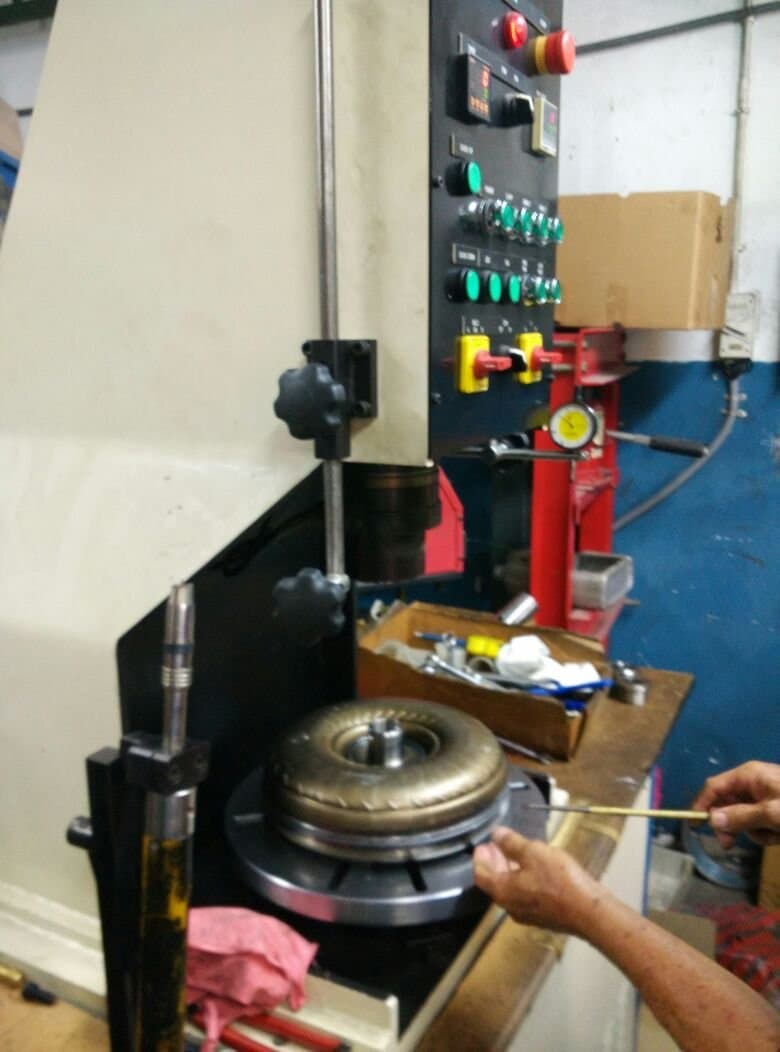 A torque converter being reconditioned on a machine in the M-Scope workshop
